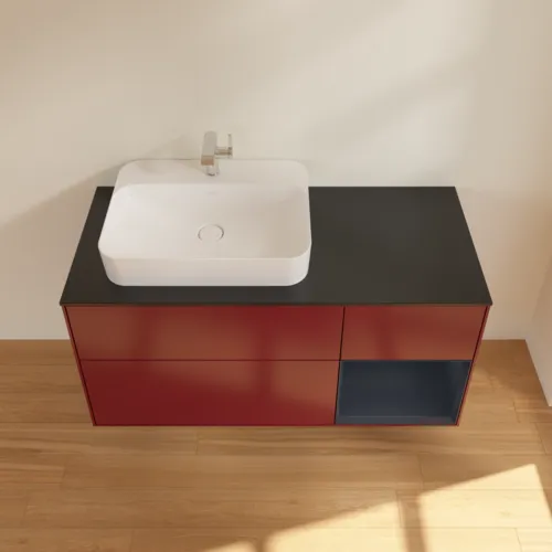 VILLEROY BOCH Toaletní skříňka Finion, s osvětlením, 3 výsuvy, 1200 x 603 x 501 mm, Peony Matt Lacquer / Midnight Blue Matt Lacquer / Glass Black Matt #F402HGHB, obrázek 4