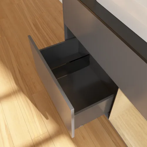 VILLEROY BOCH Toaletní skříňka Finion, s osvětlením, 2 výsuvy, 1000 x 603 x 501 mm, antracitový matný lak / dubová dýha / černé matné sklo #F372PCGK, obrázek 7