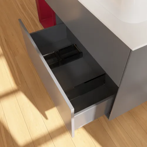 VILLEROY BOCH Toaletní skříňka Finion, s osvětlením, 3 výsuvy, 1200 x 603 x 501 mm, antracitový matný lak / pivoňkový matný lak / bílé matné sklo #F391HBGK, obrázek 7
