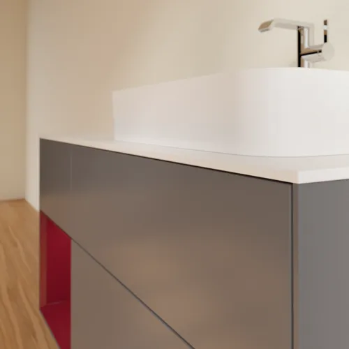 VILLEROY BOCH Toaletní skříňka Finion, s osvětlením, 3 výsuvy, 1200 x 603 x 501 mm, antracitový matný lak / pivoňkový matný lak / bílé matné sklo #F391HBGK, obrázek 6