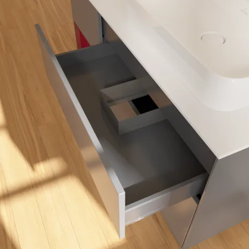 VILLEROY BOCH Toaletní skříňka Finion, s osvětlením, 3 výsuvy, 1200 x 603 x 501 mm, antracitový matný lak / pivoňkový matný lak / bílé matné sklo #F391HBGK, obrázek 8