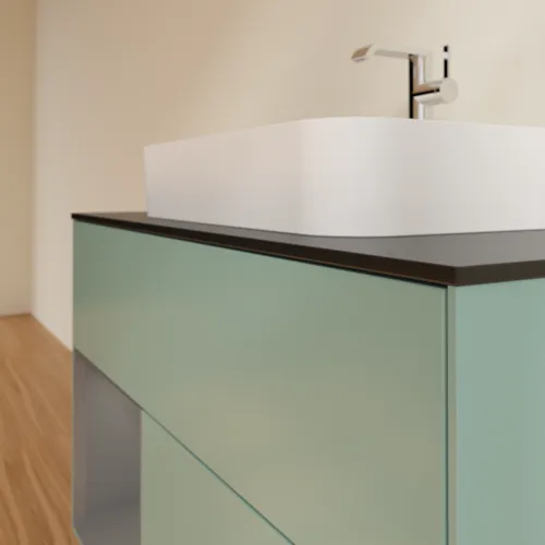 VILLEROY BOCH Toaletní skříňka Finion, s osvětlením, 2 výsuvy, 1000 x 603 x 501 mm, olivový matný lak / antracitový matný lak / černé matné sklo #F362GKGM, obrázek 6