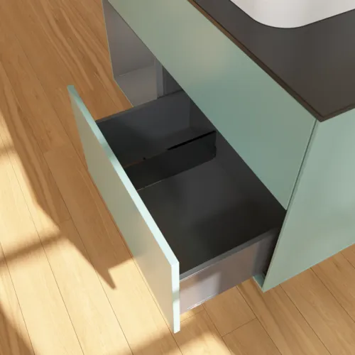 VILLEROY BOCH Toaletní skříňka Finion, s osvětlením, 2 výsuvy, 1000 x 603 x 501 mm, olivový matný lak / antracitový matný lak / černé matné sklo #F362GKGM, obrázek 7