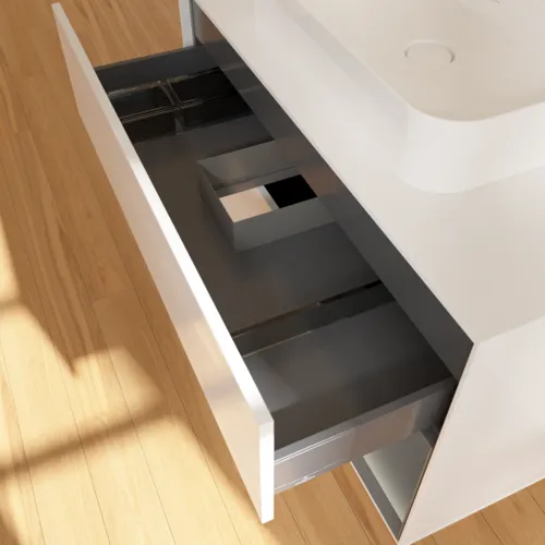 VILLEROY BOCH Umyvadlová skříňka Finion, s osvětlením, 2 výsuvy, 1000 x 603 x 501 mm, lesklý bílý lak / antracitový matný lak / bílé matné sklo #F371GKGF, obrázek 8