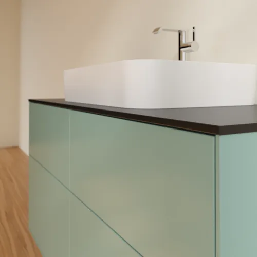 VILLEROY BOCH Toaletní skříňka Finion, 4 výsuvy, 1200 x 603 x 501 mm, olivový matný lak / sklo černé matné #F38200GM, obrázek 5
