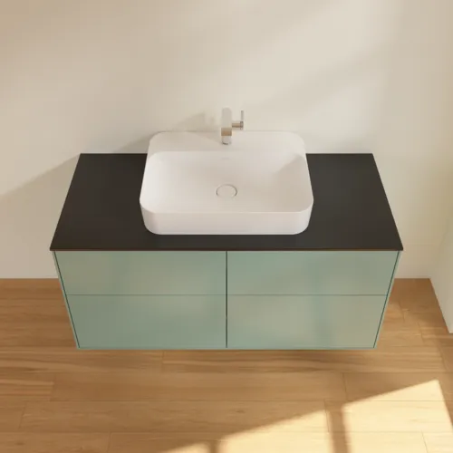 VILLEROY BOCH Toaletní skříňka Finion, 4 výsuvy, 1200 x 603 x 501 mm, olivový matný lak / sklo černé matné #F38200GM, obrázek 4