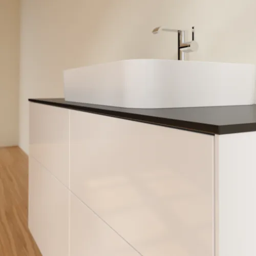 VILLEROY BOCH Toaletní skříňka Finion, 4 výsuvy, 1200 x 603 x 501 mm, lesklý bílý lak / černé matné sklo #F38200GF, obrázek 5