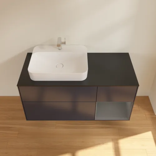 VILLEROY BOCH Toaletní skříňka Finion, s osvětlením, 3 výsuvy, 1200 x 603 x 501 mm, Midnight Blue Matt Lacquer / Anthracite Matt Lacquer / Glass Black Matt #F402GKHG, obrázek 4