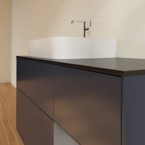 VILLEROY BOCH Toaletní skříňka Finion, s osvětlením, 3 výsuvy, 1200 x 603 x 501 mm, Midnight Blue Matt Lacquer / Anthracite Matt Lacquer / Glass Black Matt #F402GKHG, obrázek 6