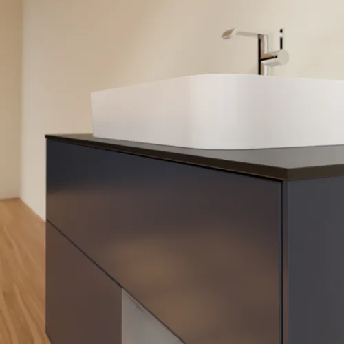 VILLEROY BOCH Toaletní skříňka Finion, s osvětlením, 2 výsuvy, 1000 x 603 x 501 mm, Midnight Blue Matt Lacquer / Anthracite Matt Lacquer / Glass Black Matt #F372GKHG, obrázek 6