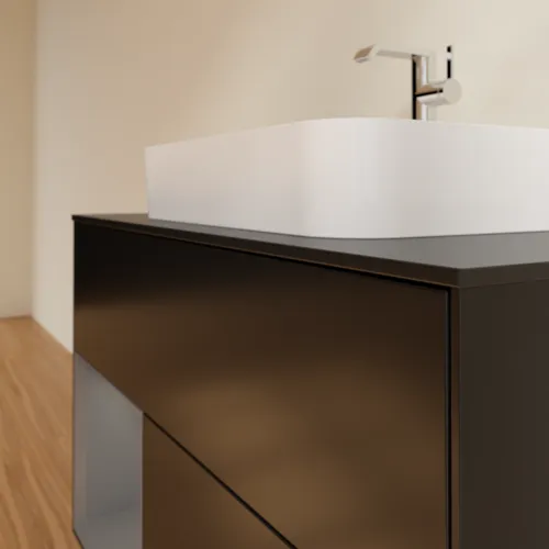 VILLEROY BOCH Toaletní skříňka Finion, s osvětlením, 2 výsuvy, 1000 x 603 x 501 mm, černý matný lak / antracitový matný lak / černé matné sklo #F362GKPD, obrázek 6