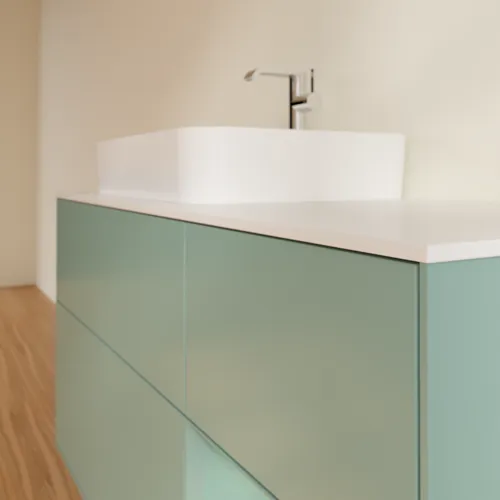 VILLEROY BOCH Toaletní skříňka Finion, s osvětlením, 3 výsuvy, 1200 x 603 x 501 mm, olivově matný lak / olivově matný lak / sklo bílé matné #F401GMGM, obrázek 6