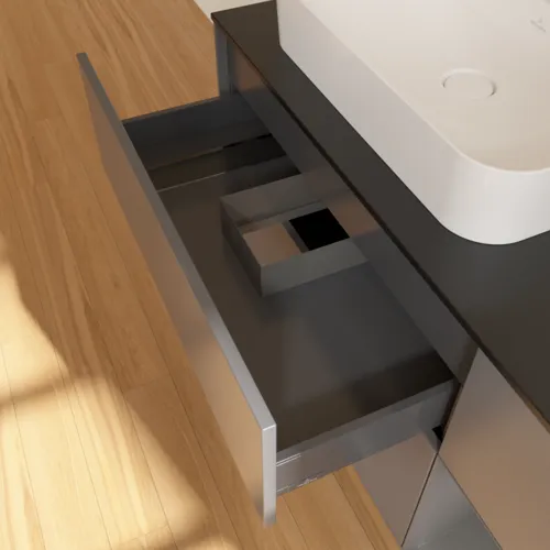 VILLEROY BOCH Toaletní skříňka Finion, s osvětlením, 3 výsuvy, 1200 x 603 x 501 mm, antracit matný lak / antracit matný lak / sklo černé matné #F402GKGK, obrázek 8