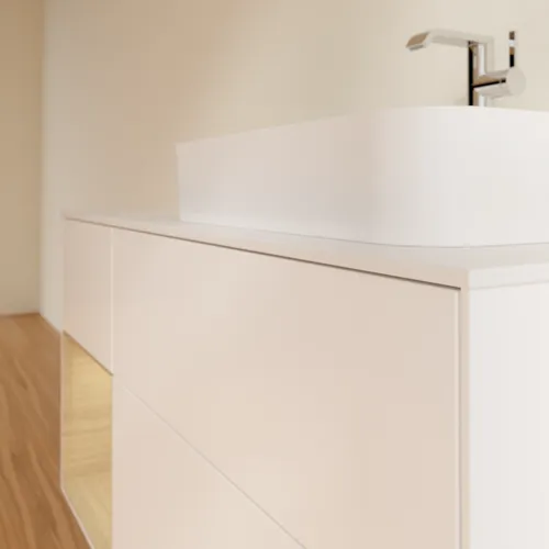VILLEROY BOCH Toaletní skříňka Finion, s osvětlením, 3 výsuvy, 1200 x 603 x 501 mm, bílý matný lak / dubová dýha / sklo bílé matné #F391PCMT, obrázek 6