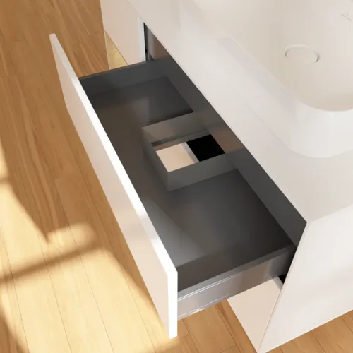 VILLEROY BOCH Toaletní skříňka Finion, s osvětlením, 3 výsuvy, 1200 x 603 x 501 mm, bílý matný lak / dubová dýha / sklo bílé matné #F391PCMT, obrázek 8