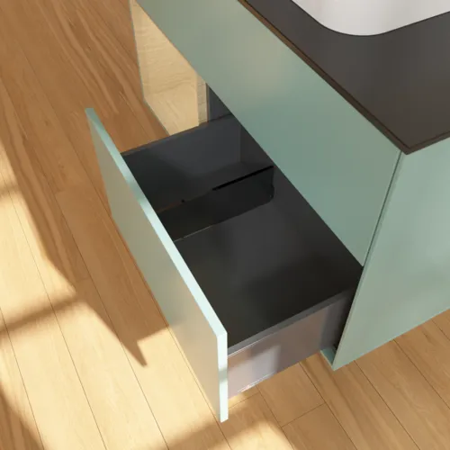 VILLEROY BOCH Toaletní skříňka Finion, s osvětlením, 2 výsuvy, 1000 x 603 x 501 mm, olivový matný lak / dubová dýha / sklo černé matné #F362PCGM, obrázek 7