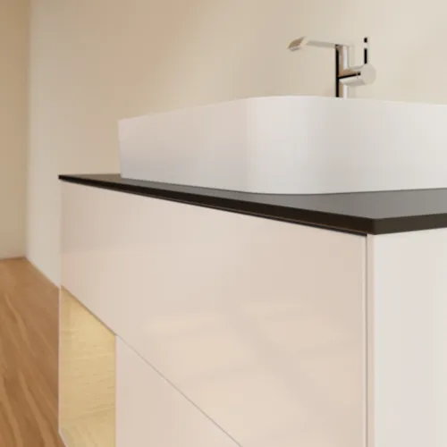 VILLEROY BOCH Toaletní skříňka Finion, s osvětlením, 2 výsuvy, 1000 x 603 x 501 mm, lesklý bílý lak / dubová dýha / černé matné sklo #F362PCGF, obrázek 6