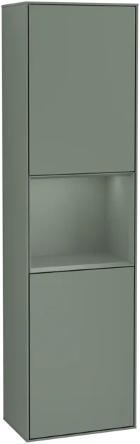 VILLEROY BOCH Spížní skříň Finion, s osvětlením, 2 dveře, 418 x 1516 x 270 mm, olivový matný lak / olivový matný lak #F470GMGM