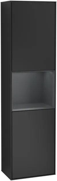 VILLEROY BOCH Vysoká skříňka Finion, s osvětlením, 2 dveře, 418 x 1516 x 270 mm, černý matný lak / půlnoční modrý matný lak #F460HGPD