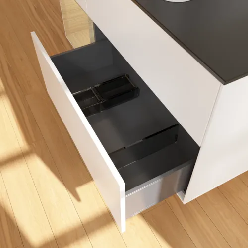 VILLEROY BOCH Toaletní skříňka Finion, s osvětlením, 3 výsuvy, 1200 x 603 x 501 mm, bílý matný lak / dubová dýha / černé matné sklo #F412PCMT, obrázek 7