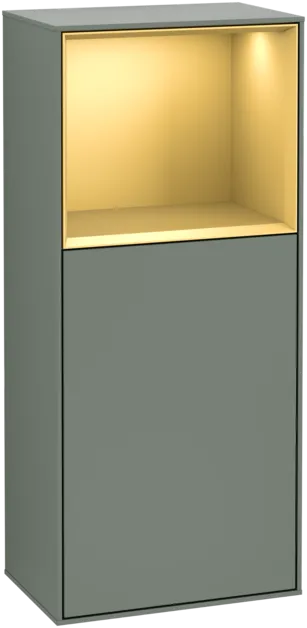 VILLEROY BOCH Boční skříňka Finion, s osvětlením, 1 dveře, 418 x 936 x 270 mm, olivový matný lak / zlatý matný lak #F500HFGM
