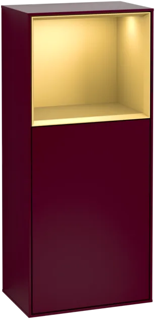 VILLEROY BOCH Boční skříňka Finion, s osvětlením, 1 dvířka, 418 x 936 x 270 mm, matný lak Peony / matný zlatý lak #F500HFHB