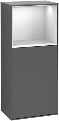 VILLEROY BOCH Boční skříňka Finion, s osvětlením, 1 dvířka, 418 x 936 x 270 mm, Silk Grey Matt Lacquer / Peony Matt Lacquer #F500HBHJ