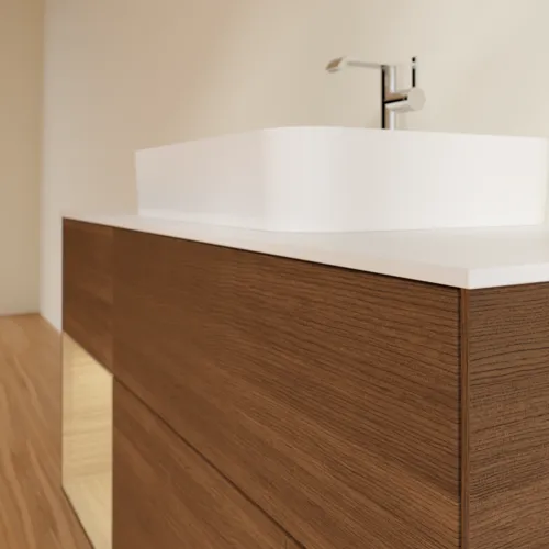 VILLEROY BOCH Toaletní skříňka Finion, s osvětlením, 3 výsuvy, 1200 x 603 x 501 mm, ořechová dýha / dubová dýha / sklo bílé matné #F411PCGN, obrázek 6