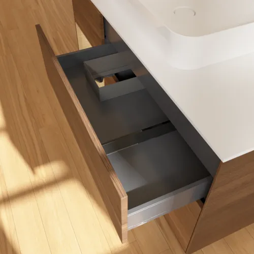 VILLEROY BOCH Toaletní skříňka Finion, s osvětlením, 3 výsuvy, 1200 x 603 x 501 mm, ořechová dýha / dubová dýha / sklo bílé matné #F411PCGN, obrázek 8