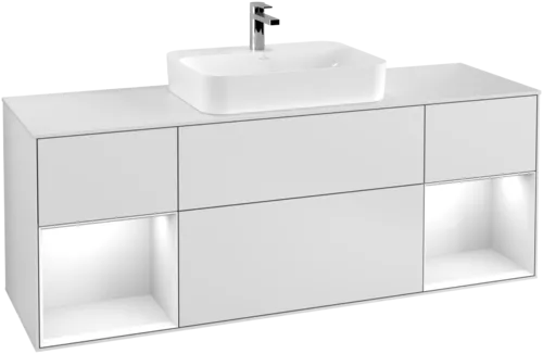 VILLEROY BOCH Toaletní skříňka Finion, s osvětlením, 4 výsuvy, 1600 x 603 x 501 mm, bílý matný lak / bílý lesklý lak / bílé matné sklo #F451GFMT