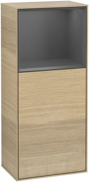 VILLEROY BOCH Boční skříňka Finion, s osvětlením, 1 dvířka, 418 x 936 x 270 mm, dubová dýha / antracitový matný lak #F500GKPC