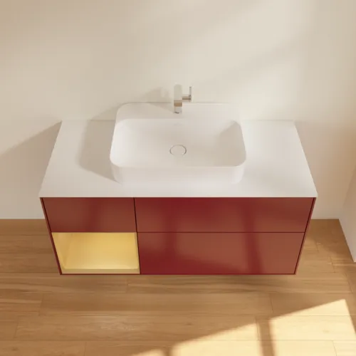 VILLEROY BOCH Toaletní skříňka Finion, s osvětlením, 3 výsuvy, 1200 x 603 x 501 mm, Peony Matt Lacquer / Gold Matt Lacquer / Glass White Matt #F411HFHB, obrázek 4