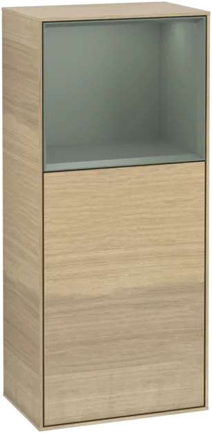 VILLEROY BOCH Boční skříňka Finion, s osvětlením, 1 dvířka, 418 x 936 x 270 mm, dubová dýha / olivově matný lak #F500GMPC