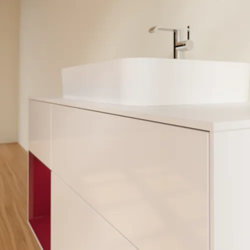 VILLEROY BOCH Toaletní skříňka Finion, s osvětlením, 3 výsuvy, 1200 x 603 x 501 mm, lesklý bílý lak / matný lak Pivoňka / matné bílé sklo #F411HBGF, obrázek 6
