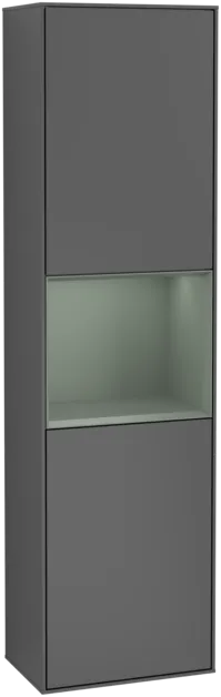 VILLEROY BOCH Vysoká skříňka Finion, s osvětlením, 2 dveře, 418 x 1516 x 270 mm, antracitový matný lak / olivový matný lak #F460GMGK