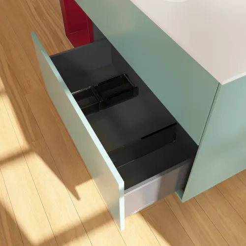 VILLEROY BOCH Toaletní skříňka Finion, s osvětlením, 3 výsuvy, 1200 x 603 x 501 mm, olivový matný lak / pivoňkový matný lak / bílé matné sklo #F411HBGM, obrázek 7