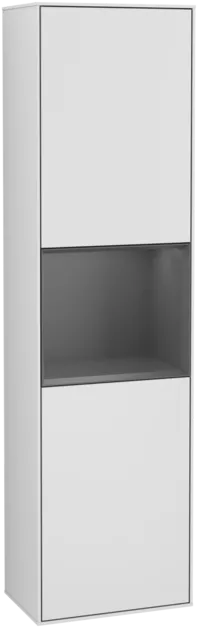 VILLEROY BOCH Vysoká skříňka Finion, s osvětlením, 2 dveře, 418 x 1516 x 270 mm, bílý matný lak / antracitový matný lak #F470GKMT