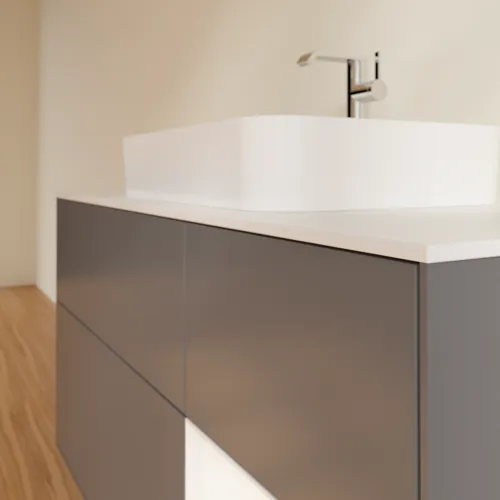 VILLEROY BOCH Toaletní skříňka Finion, s osvětlením, 3 výsuvy, 1200 x 603 x 501 mm, antracitový matný lak / bílý matný lak / bílé matné sklo #F421MTGK, obrázek 7