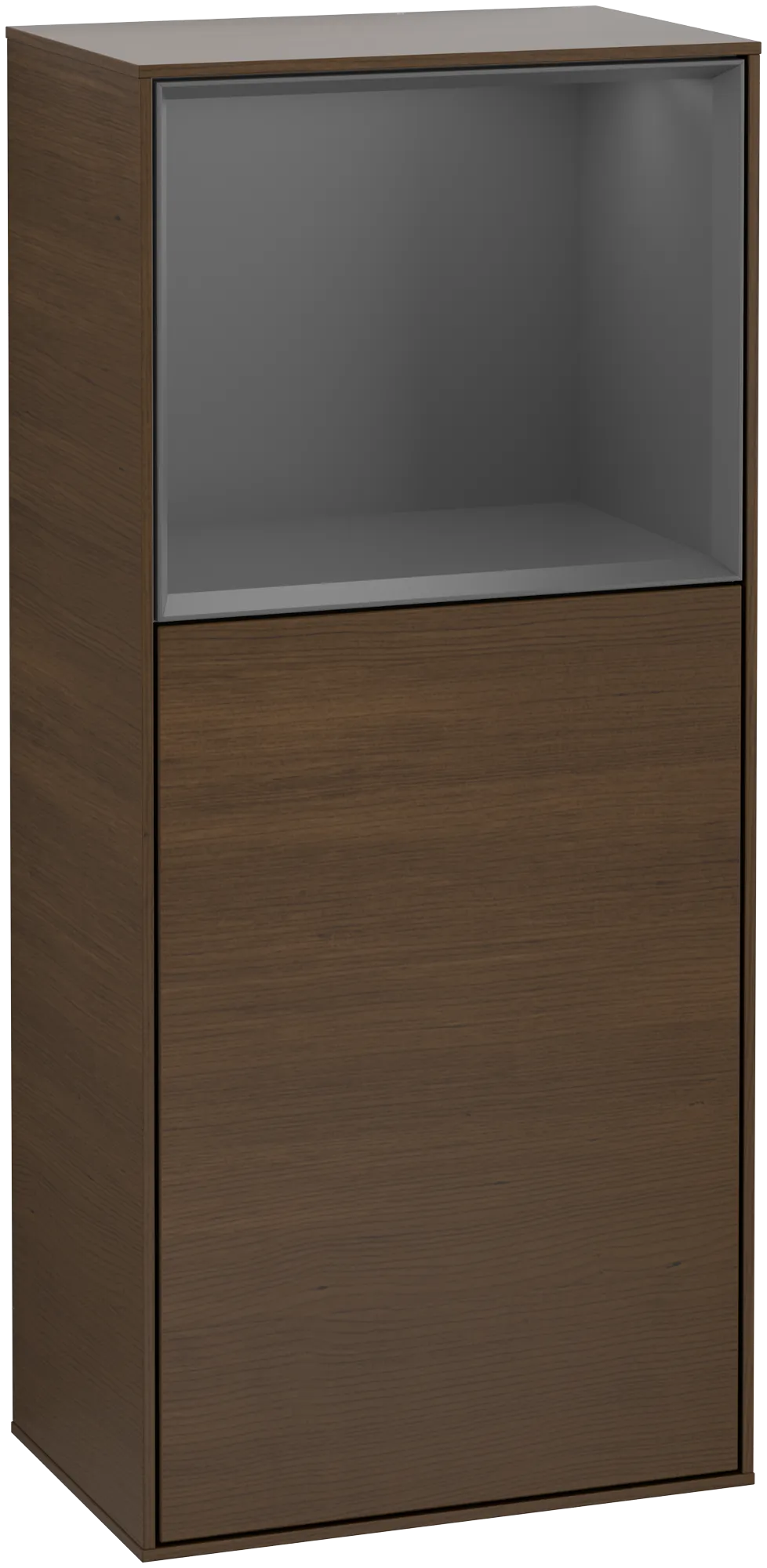 VILLEROY BOCH Boční skříňka Finion, s osvětlením, 1 dvířka, 418 x 936 x 270 mm, ořechová dýha / antracitový matný lak #F500GKGN