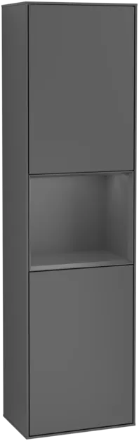 VILLEROY BOCH Vysoká skříňka Finion, s osvětlením, 2 dveře, 418 x 1516 x 270 mm, antracitový matný lak / antracitový matný lak #F470GKGK