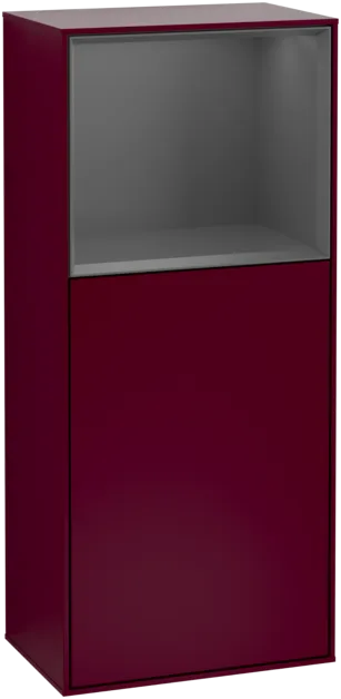 VILLEROY BOCH Boční skříňka Finion, s osvětlením, 1 dvířka, 418 x 936 x 270 mm, matný lak Peony / matný antracitový lak #F500GKHB