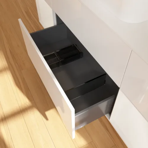 VILLEROY BOCH Toaletní skříňka Finion, s osvětlením, 4 výsuvy, 1600 x 603 x 501 mm, lesklý bílý lak / lesklý bílý lak / sklo bílé matné #F451GFGF, obrázek 4