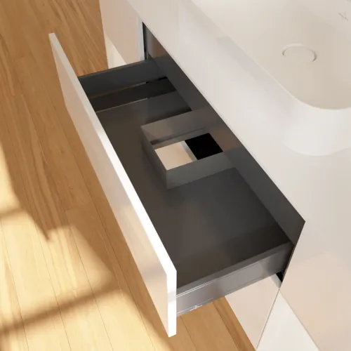 VILLEROY BOCH Toaletní skříňka Finion, s osvětlením, 4 výsuvy, 1600 x 603 x 501 mm, lesklý bílý lak / lesklý bílý lak / sklo bílé matné #F451GFGF, obrázek 5
