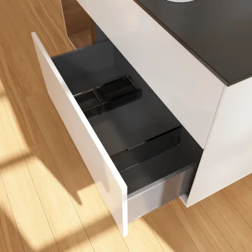 VILLEROY BOCH Toaletní skříňka Finion, s osvětlením, 3 výsuvy, 1200 x 603 x 501 mm, lesklý bílý lak / ořechová dýha / černé matné sklo #F412GNGF, obrázek 7