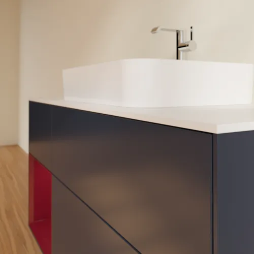 VILLEROY BOCH Toaletní skříňka Finion, s osvětlením, 3 výsuvy, 1200 x 603 x 501 mm, Midnight Blue Matt Lacquer / Peony Matt Lacquer / Glass White Matt #F411HBHG, obrázek 6