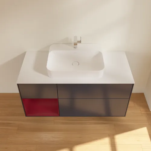 VILLEROY BOCH Toaletní skříňka Finion, s osvětlením, 3 výsuvy, 1200 x 603 x 501 mm, Midnight Blue Matt Lacquer / Peony Matt Lacquer / Glass White Matt #F411HBHG, obrázek 4