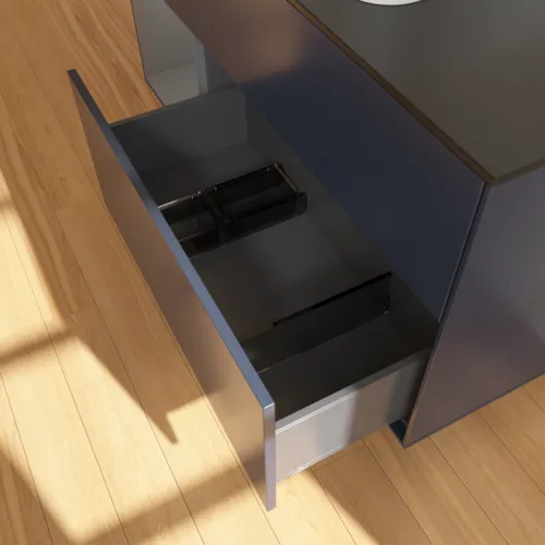 VILLEROY BOCH Toaletní skříňka Finion, s osvětlením, 3 výsuvy, 1200 x 603 x 501 mm, Midnight Blue Matt Lacquer / Anthracite Matt Lacquer / Glass Black Matt #F412GKHG, obrázek 7