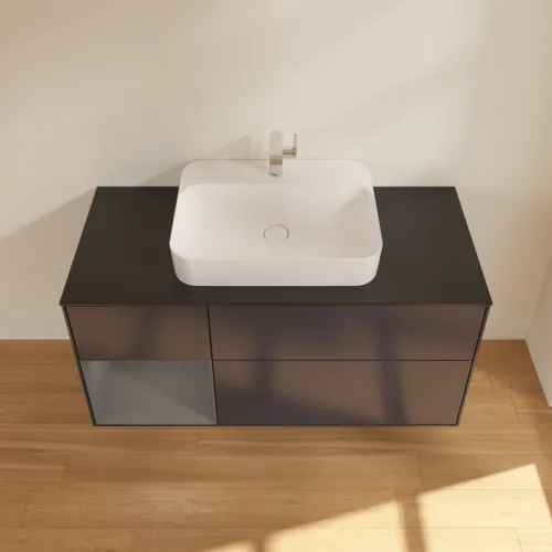 VILLEROY BOCH Toaletní skříňka Finion, s osvětlením, 3 výsuvy, 1200 x 603 x 501 mm, Midnight Blue Matt Lacquer / Anthracite Matt Lacquer / Glass Black Matt #F412GKHG, obrázek 4