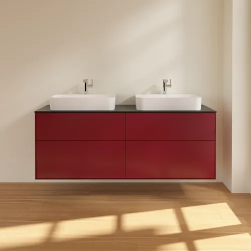 VILLEROY BOCH Toaletní skříňka Finion, 4 výsuvy, 1600 x 603 x 501 mm, matný lak Peony / černé matné sklo #F43200HB, obrázek 3