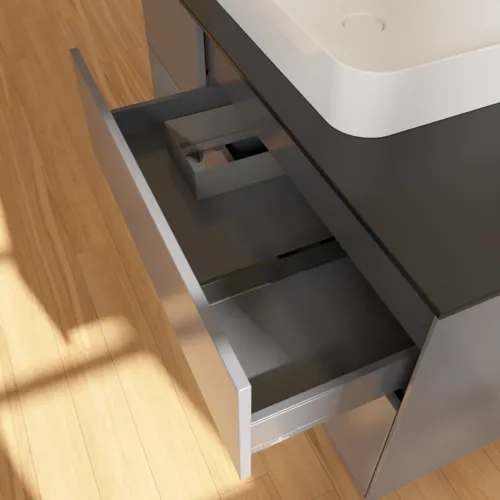 VILLEROY BOCH Toaletní skříňka Finion, s osvětlením, 3 výsuvy, 1200 x 603 x 501 mm, antracit matný lak / antracit matný lak / sklo černé matné #F412GKGK, obrázek 8